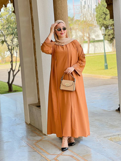Abaya Deux Pièces Luxe Rouge Bordeaux 2026